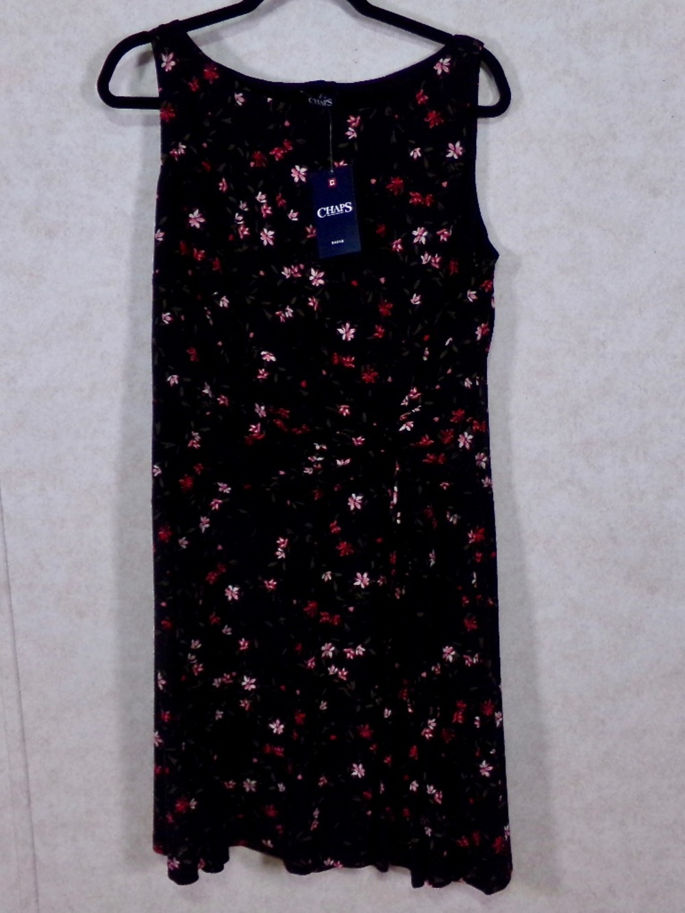NWT Chico’s Black Multi Slip Over Floral Dress,Sleevless, Lined,Crew Neck Sz XL